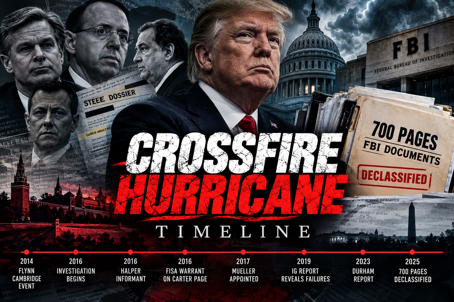 Crossfire Hurricane: The Complete Timeline of the FBI’s Trump-Russia Investigation and the Documents That Exposed Its Failures
